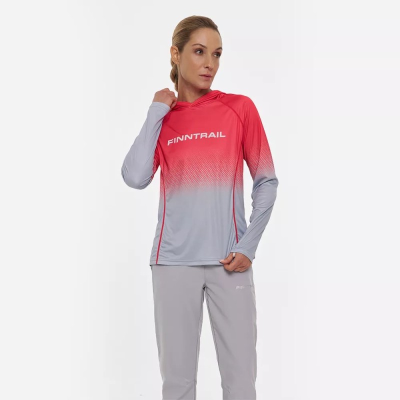 Лонгслив с капюшоном женский Finntrail Venus Hood W 6621 Rosy, полиэстер, красный, размер 48-50 (M), 165-175 см