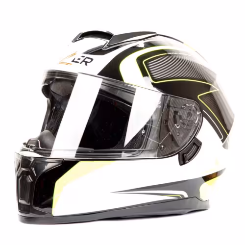 Мотошлем Hizer B566, черный/белый/желтый, размер L