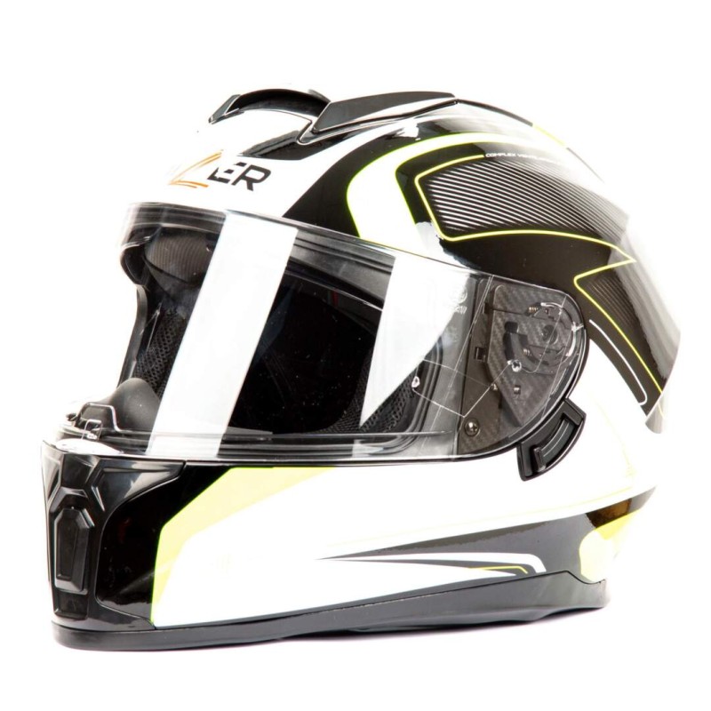 Мотошлем Hizer B566, черный/белый/желтый, размер L