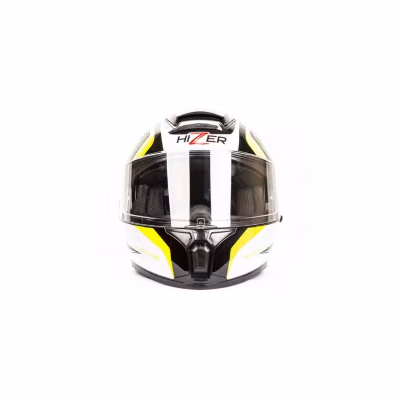 Мотошлем Hizer B566, черный/белый/желтый, размер L