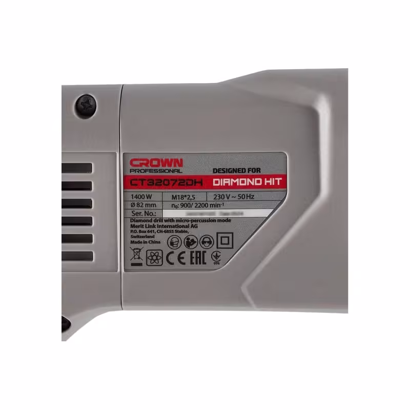 Дрель сетевая с микро-ударом Crown CT32072DH BMC (коронка 72 мм + пылеуловитель)