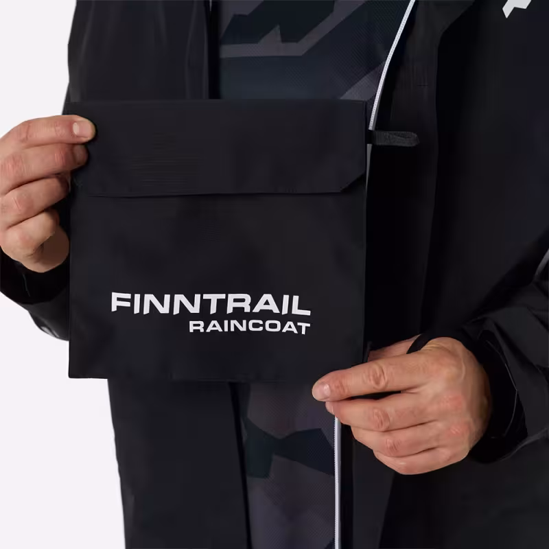 Плащ-дождевик Finntrail DryCoat 4020 Graphite, мембрана Hard-Tex, черный, размер 50-52 (L), 175-185 см