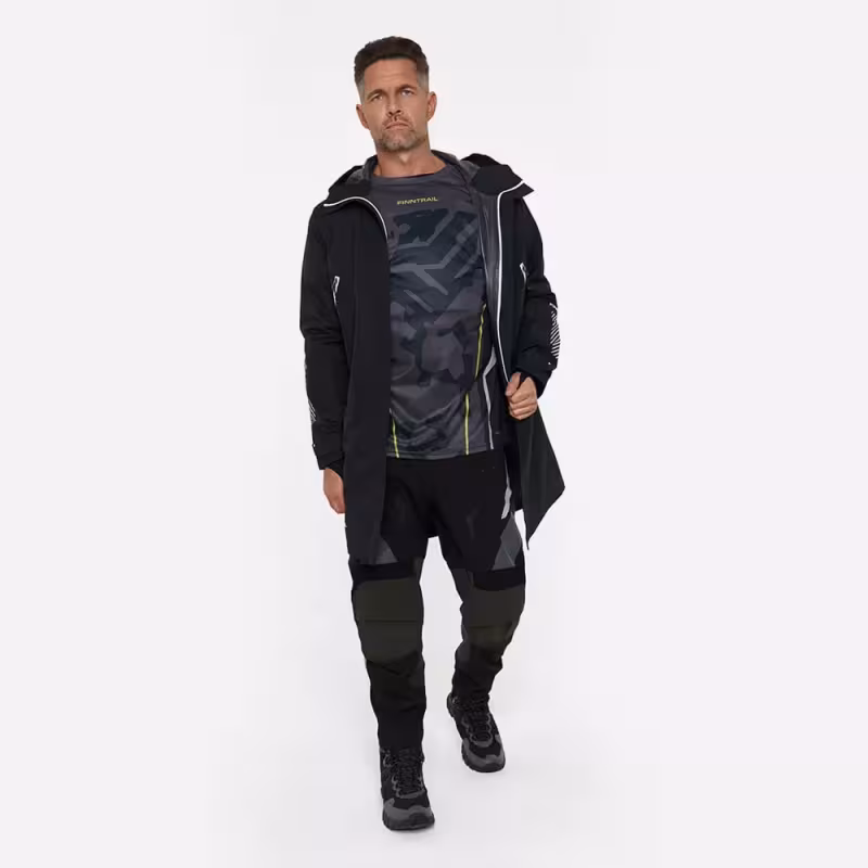 Плащ-дождевик Finntrail DryCoat 4020 Graphite, мембрана Hard-Tex, черный, размер 50-52 (L), 175-185 см
