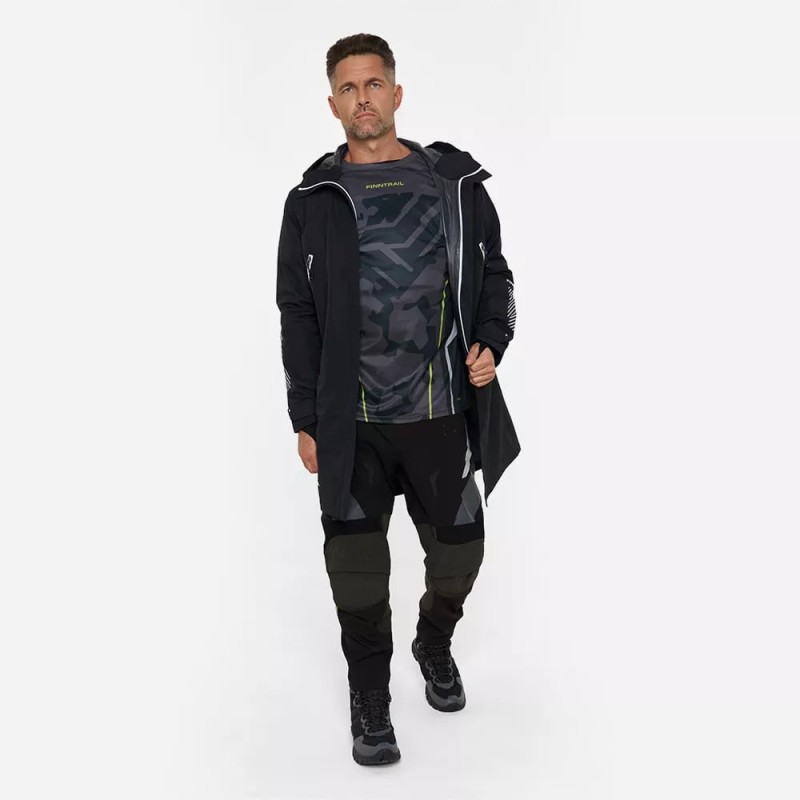 Плащ-дождевик Finntrail DryCoat 4020 Graphite, мембрана Hard-Tex, черный, размер 50-52 (L), 175-185 см