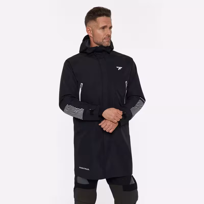Плащ-дождевик Finntrail DryCoat 4020 Graphite, мембрана Hard-Tex, черный, размер 50-52 (L), 175-185 см