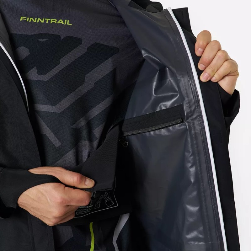 Плащ-дождевик Finntrail DryCoat 4020 Graphite, мембрана Hard-Tex, черный, размер 54-56 (XL), 180-190 см