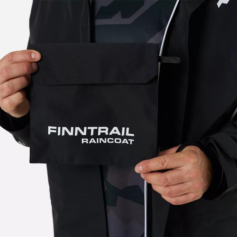 Плащ-дождевик Finntrail DryCoat 4020 Graphite, мембрана Hard-Tex, черный, размер 58-60 (XXL), 185-195 см