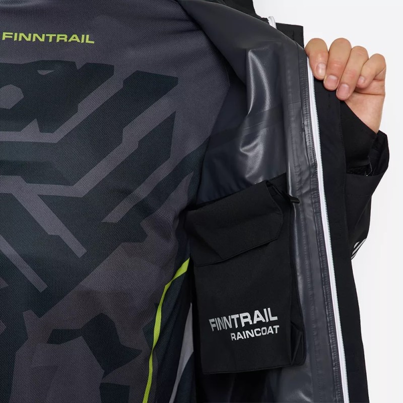 Плащ-дождевик Finntrail DryCoat 4020 Graphite, мембрана Hard-Tex, черный, размер 62-64 (XXXL), 190-200 см