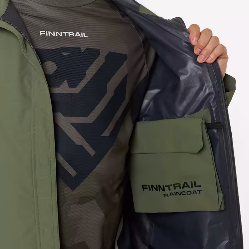Плащ-дождевик Finntrail DryCoat 4020 Khaki, мембрана Hard-Tex, хаки, размер 44-46 (S), 165-175 см