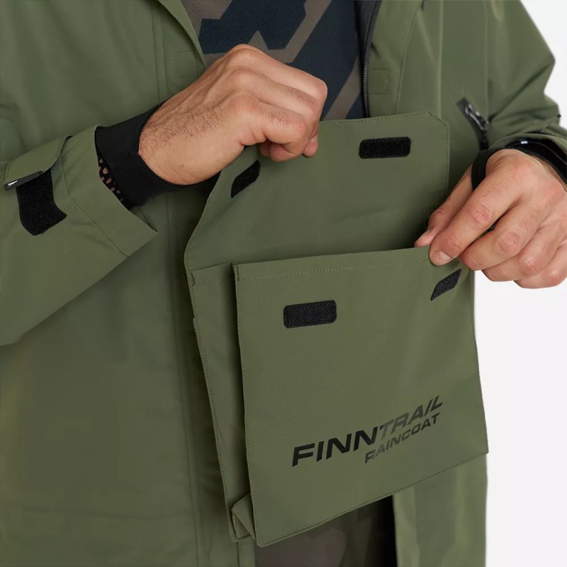 Плащ-дождевик Finntrail DryCoat 4020 Khaki, мембрана Hard-Tex, хаки, размер 50-52 (L), 175-185 см