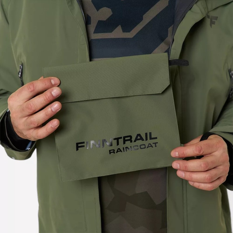 Плащ-дождевик Finntrail DryCoat 4020 Khaki, мембрана Hard-Tex, хаки, размер 54-56 (XL), 180-190 см