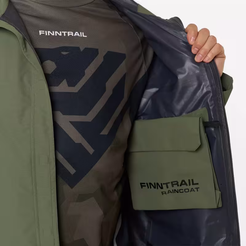Плащ-дождевик Finntrail DryCoat 4020 Khaki, мембрана Hard-Tex, хаки, размер 58-60 (XXL), 185-195 см