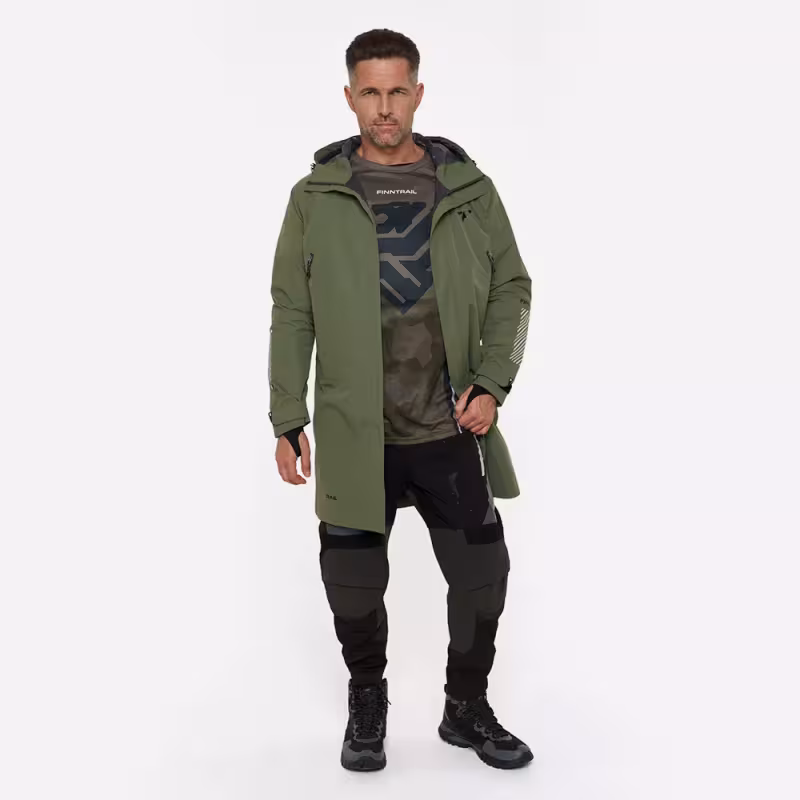 Плащ-дождевик Finntrail DryCoat 4020 Khaki, мембрана Hard-Tex, хаки, размер 62-64 (XXXL), 190-200 см