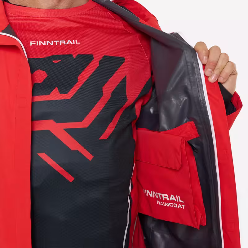 Плащ-дождевик Finntrail DryCoat 4020 Red, мембрана Hard-Tex, красный, размер 40-42 (XXS), 155-165 см
