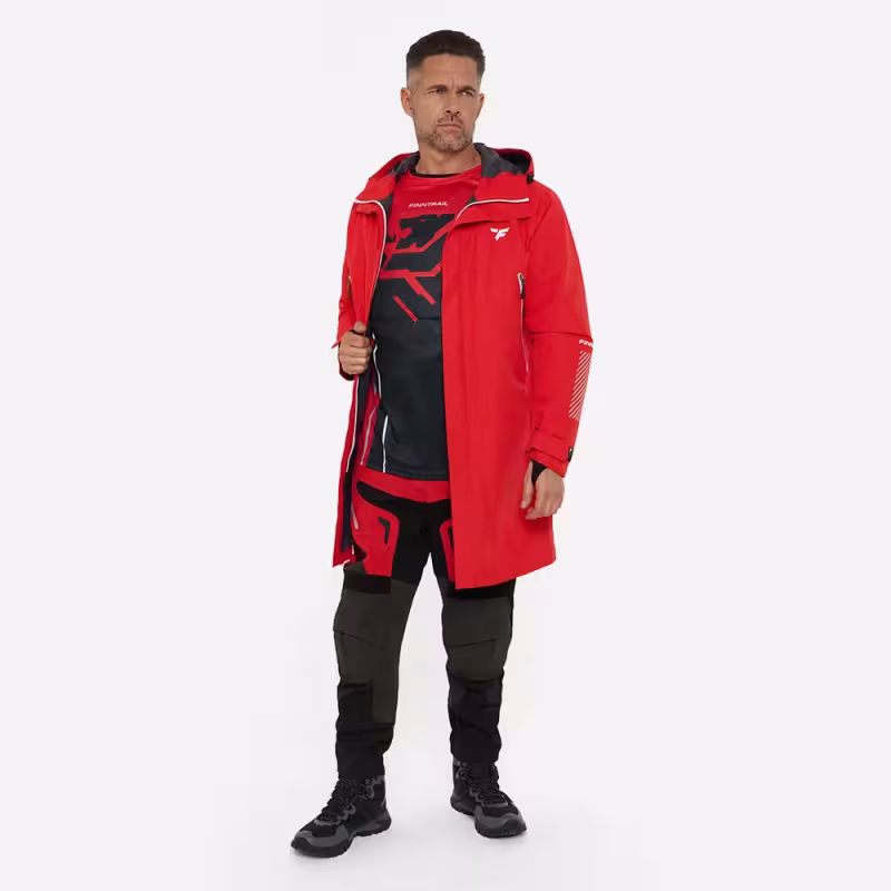 Плащ-дождевик Finntrail DryCoat 4020 Red, мембрана Hard-Tex, красный, размер 44-46 (S), 165-175 см