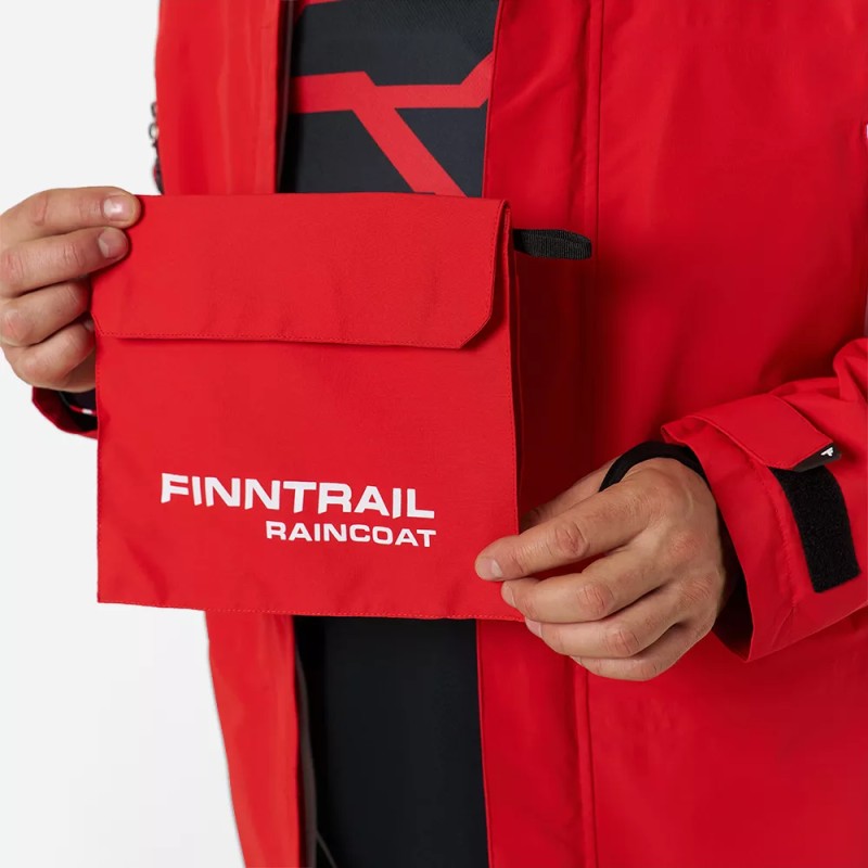 Плащ-дождевик Finntrail DryCoat 4020 Red, мембрана Hard-Tex, красный, размер 50-52 (L), 175-185 см