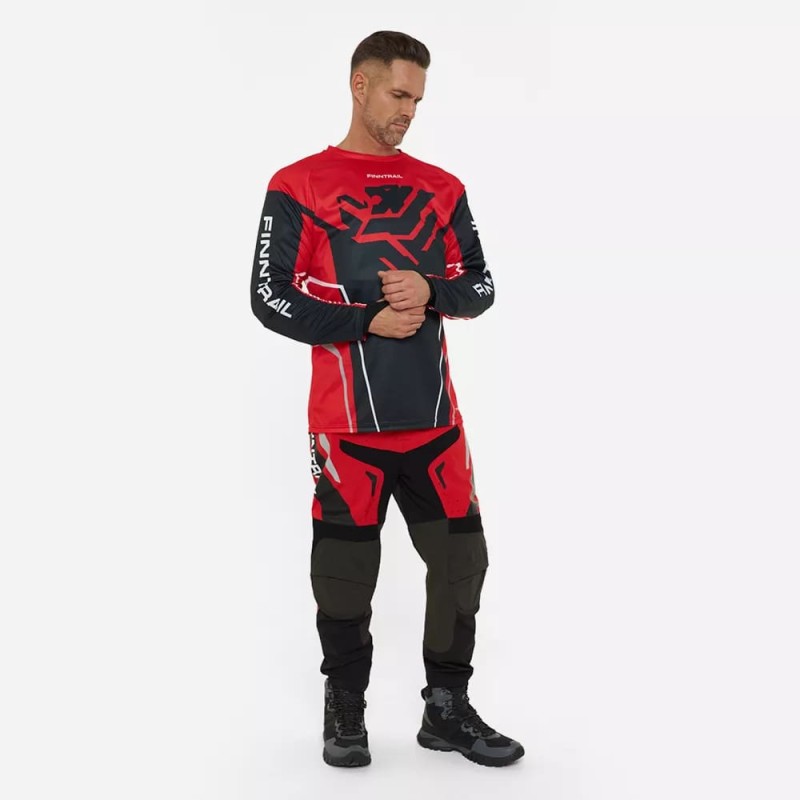 Мотобрюки мужские Finntrail Enduro 4610 Red, полиэстер, красный, размер 48-50 (M), 170-180 см