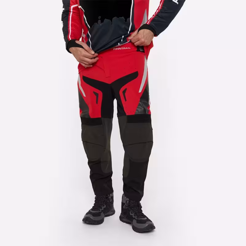 Мотобрюки мужские Finntrail Enduro 4610 Red, полиэстер, красный, размер 50-52 (L), 175-185 см