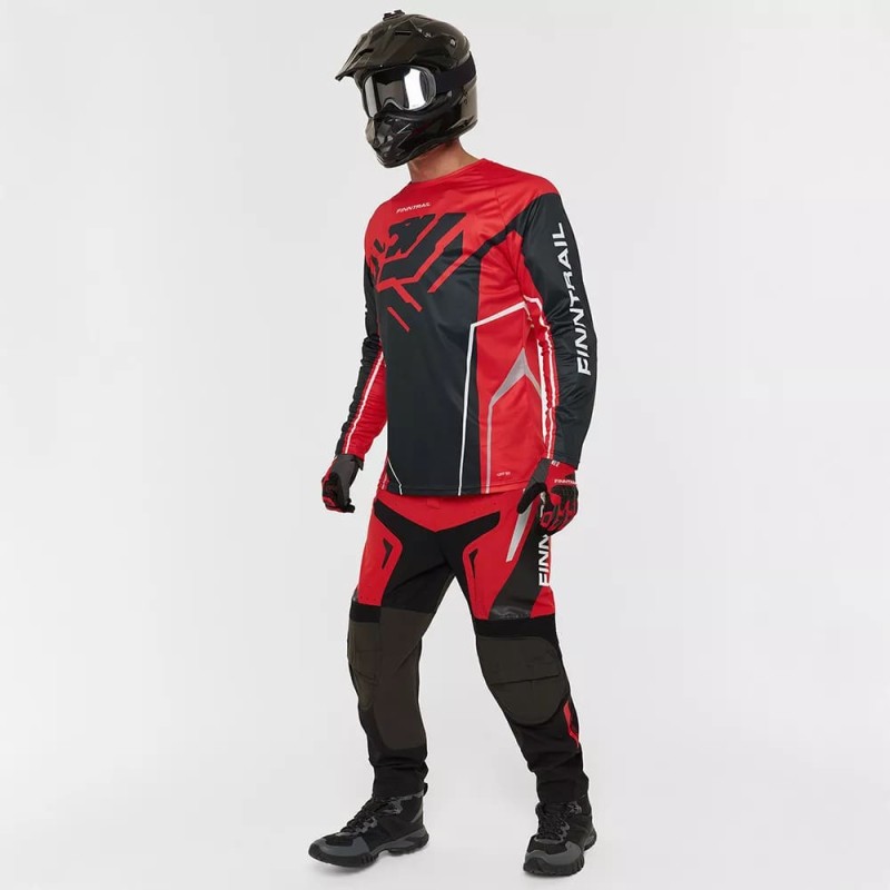 Мотобрюки мужские Finntrail Enduro 4610 Red, полиэстер, красный, размер 54-56 (XL), 180-190 см