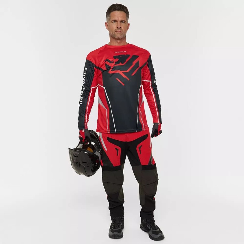 Мотобрюки мужские Finntrail Enduro 4610 Red, полиэстер, красный, размер 54-56 (XL), 180-190 см