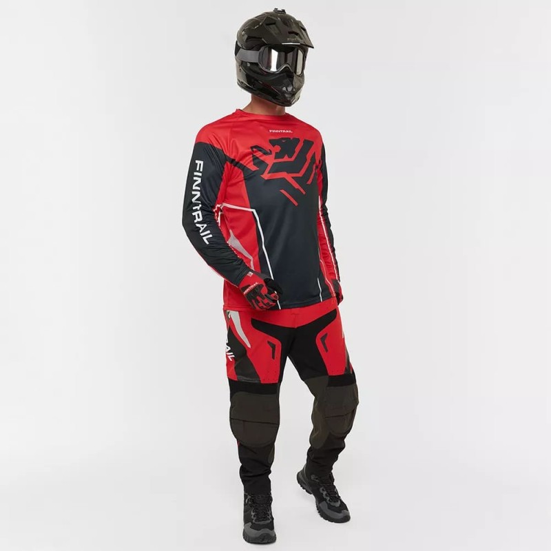 Мотобрюки мужские Finntrail Enduro 4610 Red, полиэстер, красный, размер 54-56 (XL), 180-190 см