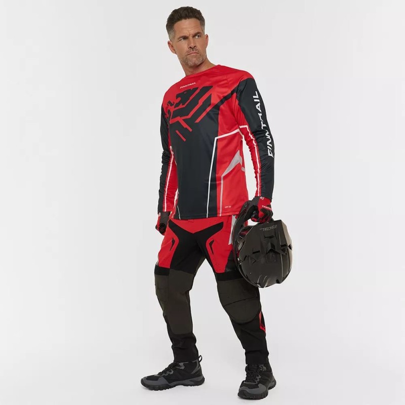 Мотобрюки мужские Finntrail Enduro 4610 Red, полиэстер, красный, размер 58-60 (XXL), 185-195 см