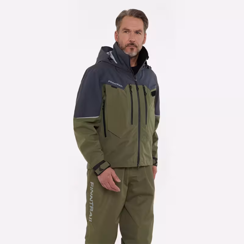 Куртка забродная мужская Finntrail Proguide 4031 Khaki, мембрана Hard-Tex, хаки, размер 44-46 (S), 165-175 см