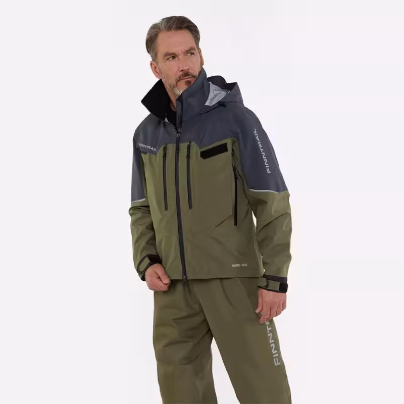 Куртка забродная мужская Finntrail Proguide 4031 Khaki, мембрана Hard-Tex, хаки, размер 44-46 (S), 165-175 см