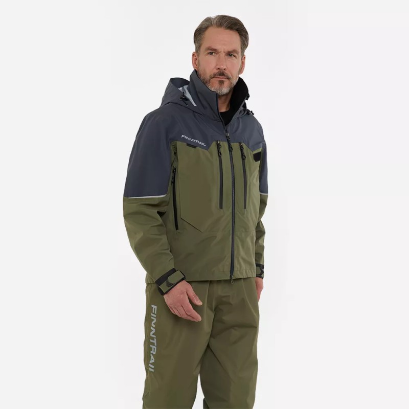 Куртка забродная мужская Finntrail Proguide 4031 Khaki, мембрана Hard-Tex, хаки, размер 58-60 (XXL), 185-195 см