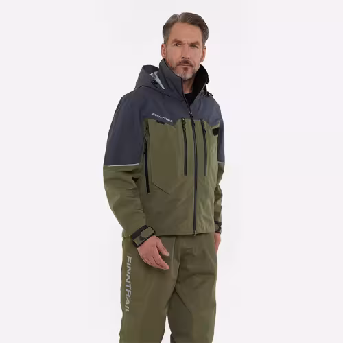 Куртка забродная мужская Finntrail Proguide 4031 Khaki, мембрана Hard-Tex, хаки, размер 62-64 (XXXL), 190-200 см