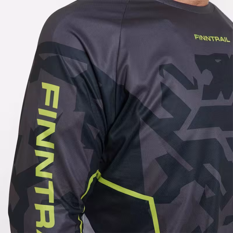 Джерси мужское Finntrail Jersey 6600 CamoShadowBlack, полиэстер, черный камуфляж, размер 40-42 (XXS), 155-165 см