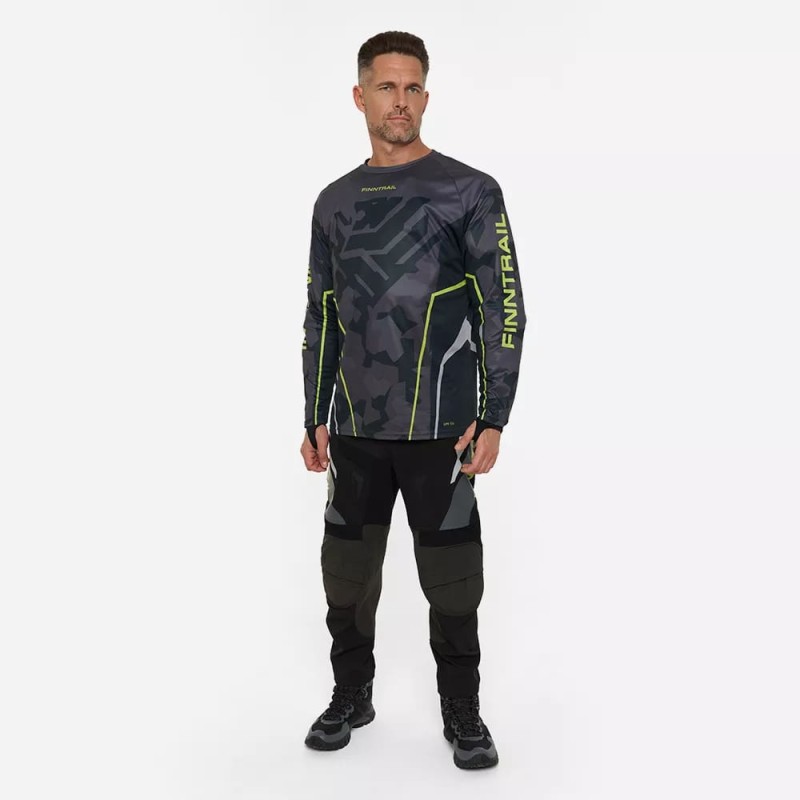 Джерси мужское Finntrail Jersey 6600 CamoShadowBlack, полиэстер, черный камуфляж, размер 44-46 (S), 165-175 см