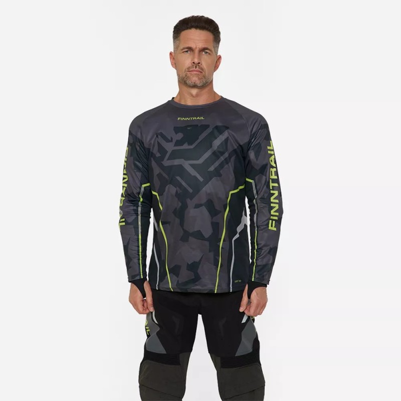 Джерси мужское Finntrail Jersey 6600 CamoShadowBlack, полиэстер, черный камуфляж, размер 54-56 (XL), 180-190 см