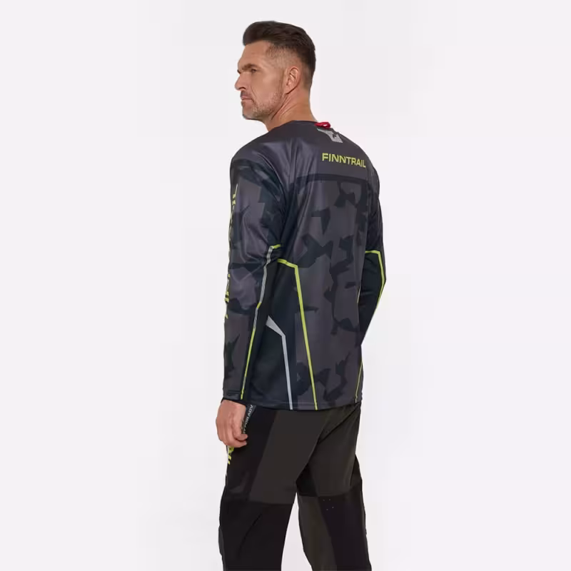 Джерси мужское Finntrail Jersey 6600 CamoShadowBlack, полиэстер, черный камуфляж, размер 54-56 (XL), 180-190 см