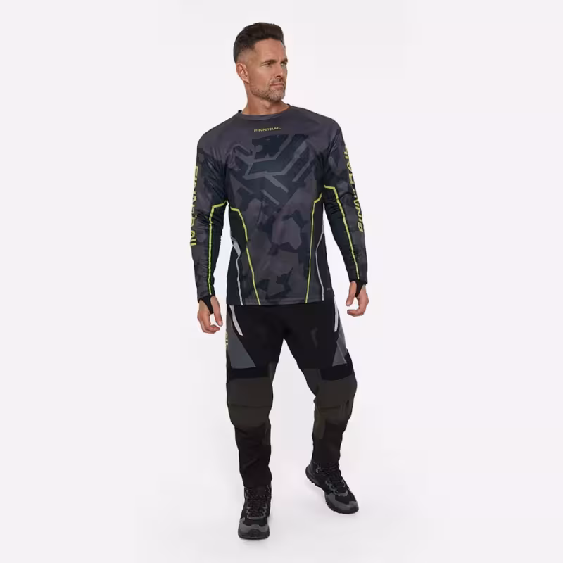 Джерси мужское Finntrail Jersey 6600 CamoShadowBlack, полиэстер, черный камуфляж, размер 62-64 (XXXL), 190-200 см