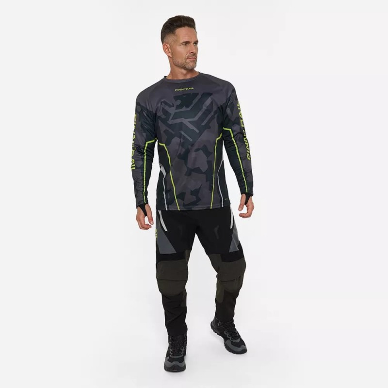 Джерси мужское Finntrail Jersey 6600 CamoShadowBlack, полиэстер, черный камуфляж, размер 62-64 (XXXL), 190-200 см