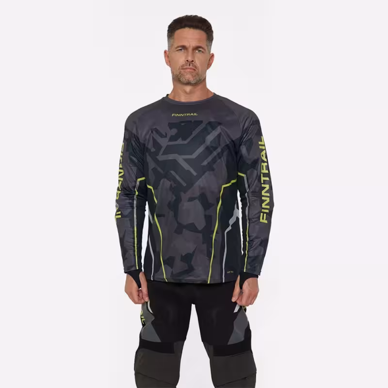 Джерси мужское Finntrail Jersey 6600 CamoShadowBlack, полиэстер, черный камуфляж, размер 62-64 (XXXL), 190-200 см