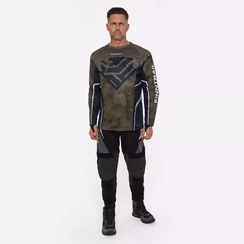 Джерси мужское Finntrail Jersey 6600 CamoShadowGreen, полиэстер, зеленый камуфляж, размер 42-44 (XS), 160-170 см