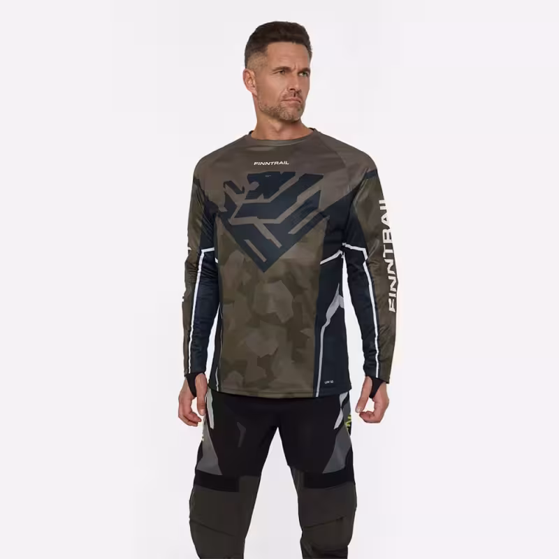 Джерси мужское Finntrail Jersey 6600 CamoShadowGreen, полиэстер, зеленый камуфляж, размер 42-44 (XS), 160-170 см