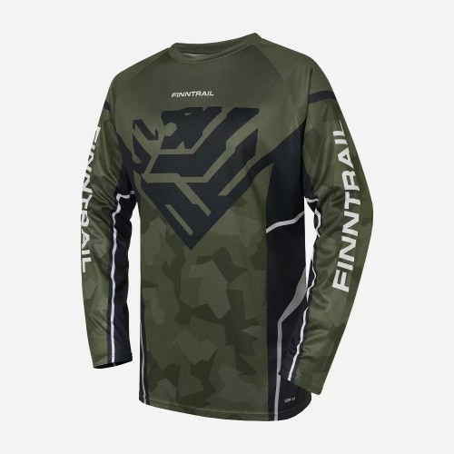 Джерси мужское Finntrail Jersey 6600 CamoShadowGreen, полиэстер, зеленый камуфляж, размер 42-44 (XS), 160-170 см