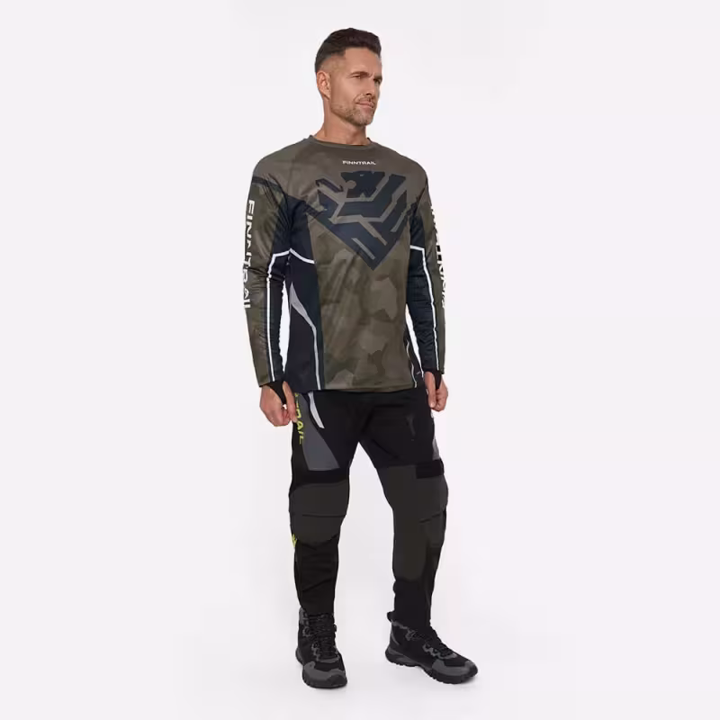 Джерси мужское Finntrail Jersey 6600 CamoShadowGreen, полиэстер, зеленый камуфляж, размер 44-46 (S), 165-175 см
