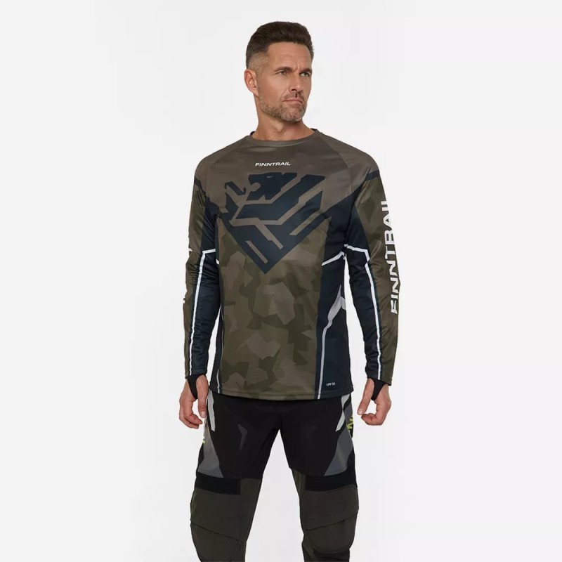 Джерси мужское Finntrail Jersey 6600 CamoShadowGreen, полиэстер, зеленый камуфляж, размер 48-50 (M), 170-180 см