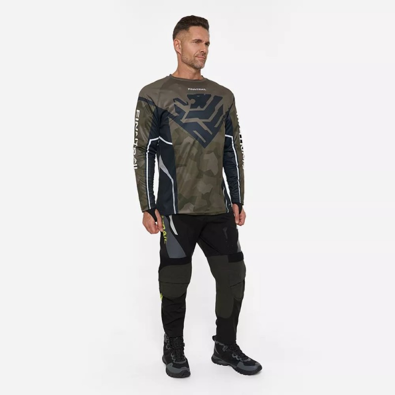 Джерси мужское Finntrail Jersey 6600 CamoShadowGreen, полиэстер, зеленый камуфляж, размер 50-52 (L), 175-185 см