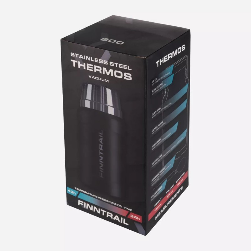 Термос Finntrail Bullet 1005 Graphite, черный, 0,8 л