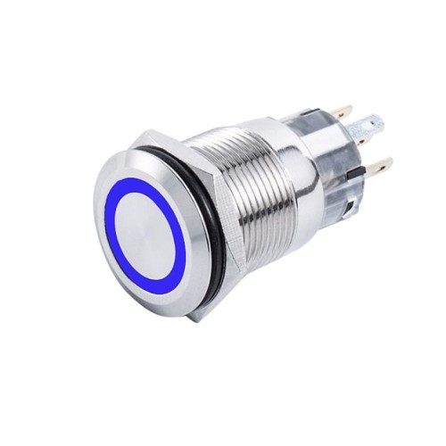 Кнопка включения (с фиксацией) Skipper SK-DSS-16-SL-BL, 16 мм