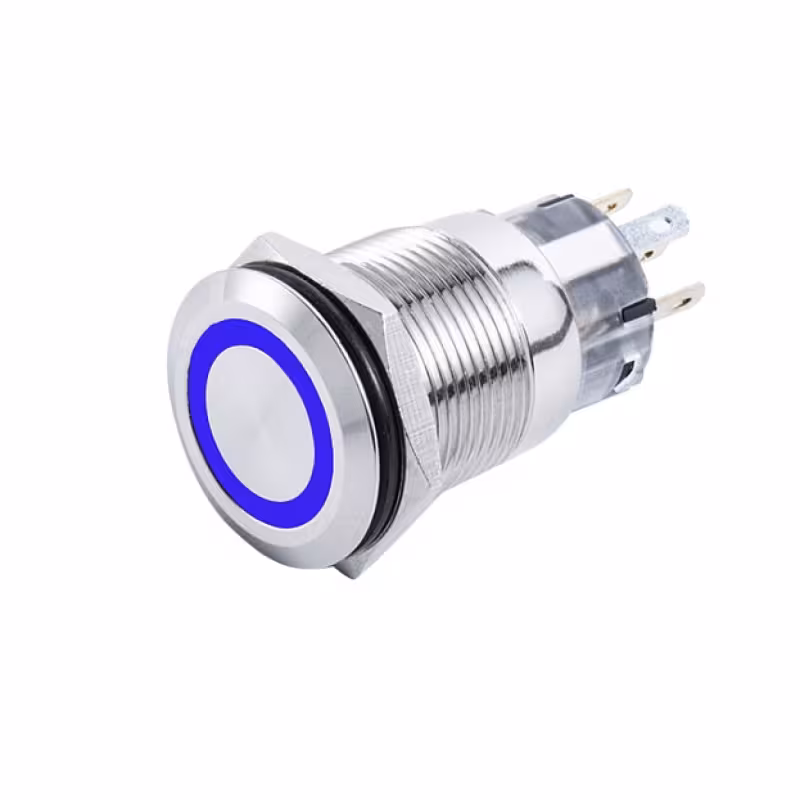 Кнопка включения (с фиксацией) Skipper SK-DSS-16-SL-BL, 16 мм