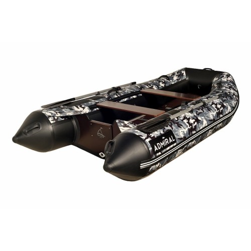 Лодка надувная ПВХ Адмирал 270, пайол фанерный, КМФ ОМОН черный