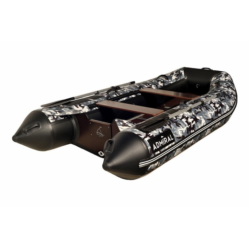 Лодка надувная ПВХ Адмирал 270, пайол фанерный, КМФ ОМОН черный