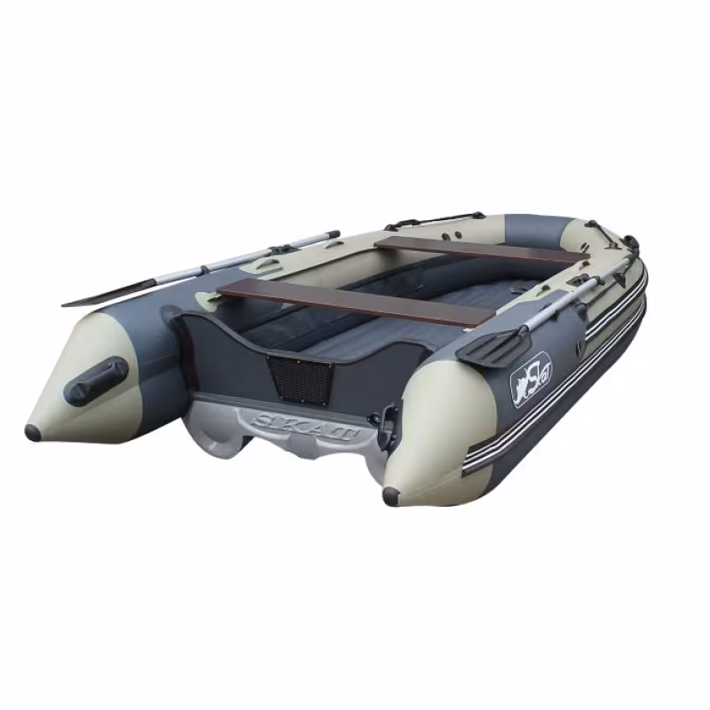 Лодка надувная ПВХ Angler Skat Triton 370, НДНД, серый/красный