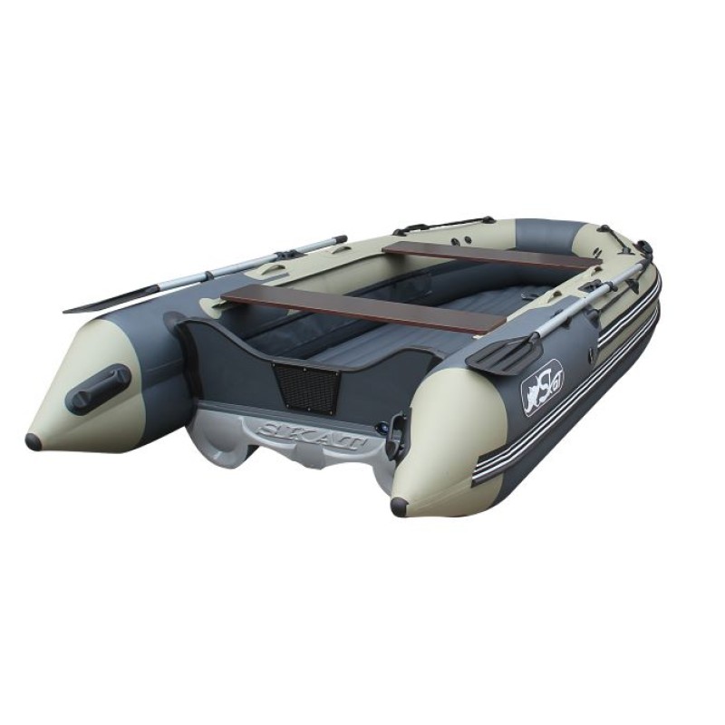 Лодка надувная ПВХ Angler Skat Triton 370, НДНД, серый/красный